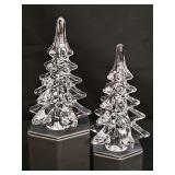 2 clear Glass Christmas trees. 4.25 in tall