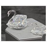SWAROVSKI crystal Beauties of the Lake small swan. 1.75 in and mini 5/8 in