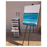67” Easel, Canvas and Organizer w/Art Supplies
