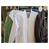 Ladies Calvin Klein double breasted hip length jacket size L, Sunice reversible quilted vest size L, April Girl jacket size L