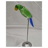 Reflections by the Paragon Crystal Parrot mounted on a sleek chrome stand. Includes original box.