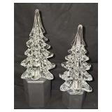 2 clear Glass Christmas trees. 6.25 in tall.
