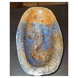 Agnes Stark oval studio pottery piece. 12.5 x 6.25x 2 in tall.