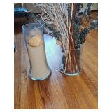 Two vases with same swirl pattern. 7 in base diameter x 7?5 in tall and 6.25 x 13.25 in tall.