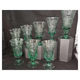 7 water and 1 iced tea Adirondack Green by Studio Nova glasses.