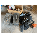 Box of Pistol Holsters and 2 Ammo Boxes