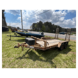 Ridgeline 2 Axle Equipment Trailer 14' x 80' - 10,000 lb, Wood Floor, Heavy Duty, Fold Down Ramps, 10 Ply Tires, Tool Box, Heavy Duty Jack - Bill of Sale Only