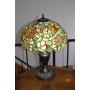 Stained glass and metal table lamp, 23"h; as is