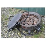 LPgas fire pit with lava rocks; as is