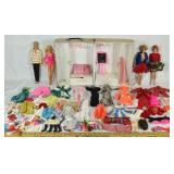 Barbie, Ken and 2 Midge dolls; Barbie Doll Trunk;