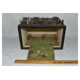 wood diorama 15x12x9"h & 9 metal cannons/caissons;