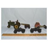5 cast metal models including Hubley #1490, JD tra