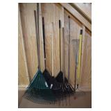 Tool lot: 7 rakes and a pitchfork; as is