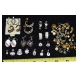 Collection of costume earrings, pendants and findi
