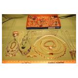 Large collection of costume earrings, necklaces, e