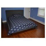 Upholstered bed frame with queen size mattress, 86