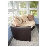 2 pc sectional lounge sofa and 12 cushions; as is