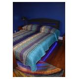 Upholstered king size bed frame with programmable