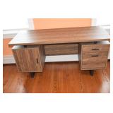 MCM 2 drawer and one door wood grain finish desk,