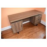 MCM 2 drawer and one door wood grain finish desk;