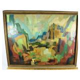1961 Abstract framed oil on canvas signed by artis