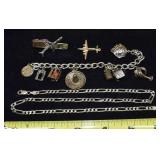 Sterling silver lot: 18" necklace, 2 airplanes, 2