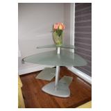 Modern metal and frosted glass 4 tier table; as is