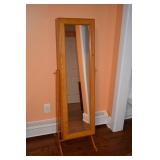 Oak cheval mirror/jewelry armoire, 24x4x57"h; as i