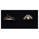 Four 14k white gold weddings rings with diamonds,