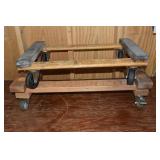 Two 4 wheel dollies, largest homemade 33x20x8"h; a