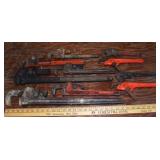 10 pipe wrenches: assorted makes & sizes; as is