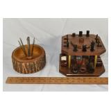 Pipe stand with 12 pipes and glass humidor, Ellwoo
