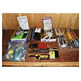 Tool lot: Klein coax crimper and supplies, brake b