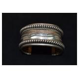 Signed Nora Tahe sterling silver heavy cuff bracel
