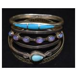 3 Mexican sterling silver bangle bracelets and one