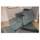 Allover upholstered club chair and ottoman, Washin