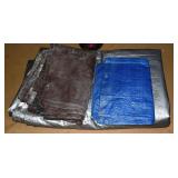 Very large heavy gauge silver tarpaulin and two ot