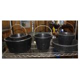 3 plastic 1 gallon buckets, 2 tubs; as is