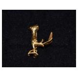 18k gold articulated roadrunner pin, 3.5g; as is