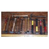 15 hammers: 8 claw and 7 ball peen; as is