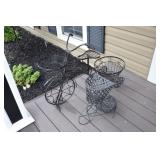2 wrought metal decorative plant holders; as is