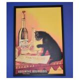 Framed advertising color screen print, Absinthe Bo