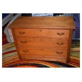 Ca. 1900 oak 3 drawer chest, 40x17x30"h; as is