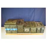 7 assorted metal ammo cans; as is