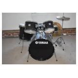 Yamaha 5 drum kit with hi-hat, stool, etc.; as is
