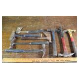8 assorted hammers and hatchets by Estwing, etc.;