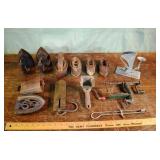 Lot: Chatillon spring scale, 6 irons, Enterprise i