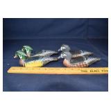 2 Pair quarter size Wood Duck decoys signed & date