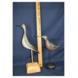 2 Shore birds on stand, one signed Richard Gick 20