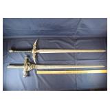 2 Gothic swords largest 36" blade; as is